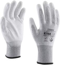 ROCK SAFETY Manusi ESD din poliester din fibra de carbon cu palma imersata in PU, marime: 10, Gri, Rock Safety Zebra ZEBRA/10