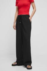Medicine pantaloni din amestec de in femei, culoarea negru, lat, high waist ZPYX-SPDC02_99X