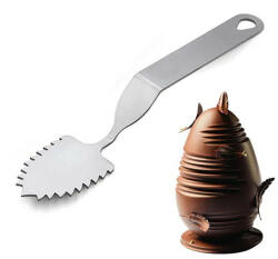  Tortaformázó és csokoládé levéldísz készítő fém spatula - Recés
