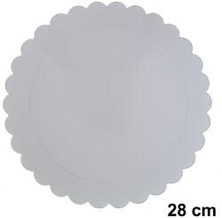 Fehér színű kör alakú fodros karton tortaalátét - 28 cm (T100102)