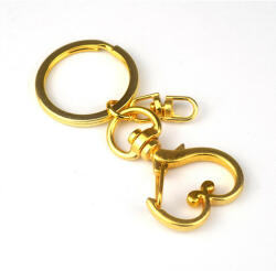  Fém kulcskarika lánccal - szív, arany