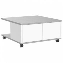 FMD betonszürke-magasfényű fehér mozgatható dohányzóasztal 70x70x35, 5 (428800)