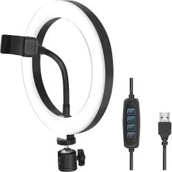 LogiLink LED Ring Fill Light for Smartphone, 20 cm, black (AA0151)