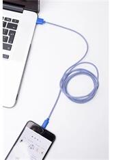 Kikkerland US113-BL-EU textilborítású Lightning kék-fehér kábel (US113-BL-EU) - bestbyte