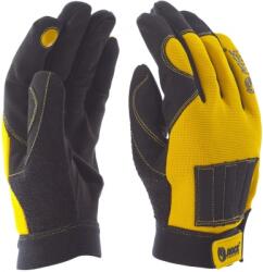 ROCK SAFETY Manusi pentru soferi din pile sintetica, cu palmiera, cu magnet pe dosul palmei si la degetul aratator, marime: L, Galben lamaie / Negru, Rock Safety MKS2 MKS2/L
