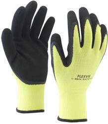ROCK SAFETY Manusi de asamblare din poliester cu palma imersata in spuma de latex, marime: 06, Galben, Rock Safety Flexvis FLEXVIS/06