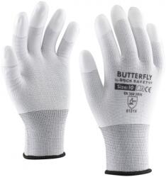 ROCK SAFETY Manusi de asamblare din poliester cu varfurile degetelor imersate in PU, marime: L, Alb, Rock Safety Butterfly BUTTERFLY/08/L