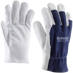 ROCK SAFETY Manusi pentru soferi din piele de capra, marime: 09, Alb murdar / Albastru, Rock Safety Bluewolf BLUEWOLF/09