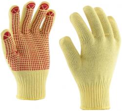 ROCK SAFETY Manusi tricotate din fir de Kevlar, din 2 fire, punctate, marime: 11, Galben, Rock Safety Mammoth-2T-Dot MAMMOTH-2T-DOT/11