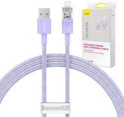 Gyorstöltő kábel Baseus USB-A a Lightning Explorer sorozathoz 1m 2, 4A (lila)