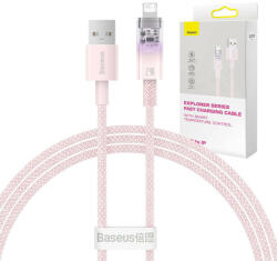 Gyorstöltő kábel Baseus USB-A és Lightning Explorer Series 1m, 2, 4A (rózsaszín)