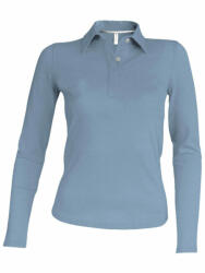 Kariban Női galléros póló Kariban KA244 Ladies' Long-Sleeved polo Shirt -S, Sky Blue