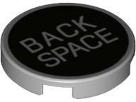 LEGO® 14769pb450c86 - LEGO világosszürke csempe 2 x 2 méretű, fekete háttéren, ezüst 'BACK SPACE' felirattal (14769pb450c86)