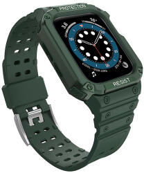 Hurtel Védőszíj tokkal Apple Watch 7 / SE (45/44 / 42 mm) tok, páncélozott óraburkolat zöld
