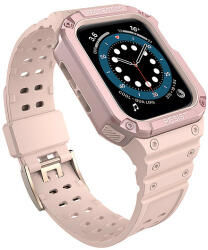 Hurtel Védőszíj tokkal Apple Watch 7 / SE (45/44 / 42 mm) tok, páncélozott óraburkolat, rózsaszín