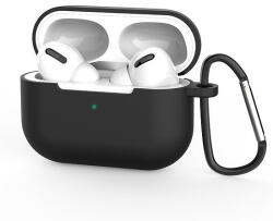 Hurtel AirPods Pro 2 tok / AirPods Pro szilikon puha tok fejhallgatóhoz + kulcstartó homár csat medál fekete (D tok)