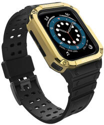 Hurtel Védőszíj tokkal Apple Watch 7 / SE (45/44 / 42 mm) tok, páncélozott óraburkolat, fekete