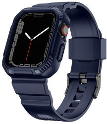 Kingxbar CYF106 2 az 1-ben elasztikus szíj és tok Apple Watch SE-hez, 8, 7, 6, 5, 4, 3, 2, 1 (41, 40, 38 mm) kék