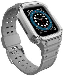 Hurtel Védőszíj szíj tokkal Apple Watch 7 / SE (41/40 / 38 mm) tok páncélozott óra borítója szürke