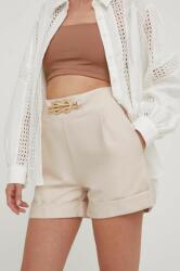 Answear Lab pantaloni scurti femei, culoarea bej, cu imprimeu, high waist BMYX-SZD01A_01X