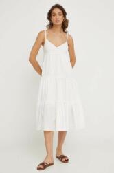 ANSWEAR rochie din bumbac culoarea alb, midi, evazati BMYX-SSD06M_00X