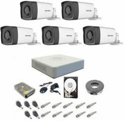 Hikvision Sistem supraveghere audio-video complet, 5 camere 1080P Hikvision TurboHD ir 40m