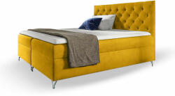 Wilsondo GULIETTE ágyneműtartós kárpitozott boxspring ágy matracokkal - sárga Méret: 200x200