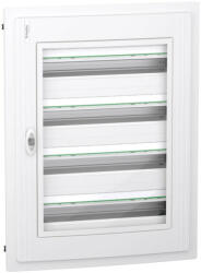  Schneider Electric PrismaSeT XS LVSXP424 süllyesztett elosztó - 96 modul - 4 sor, átlátszó ajtóval IP40, PE+N sínnel - Méretek : 810x648x129mm - max 125A (LVSXP424)