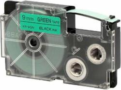 Casio Banda compatibila Casio XR-9GN1, 9mm x 8m text negru / fundal verde (XR-9GN1)