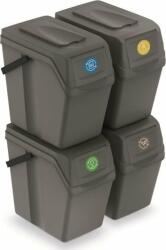 Prosperplast Set 4 buc cosuri de gunoi pentru colectare selectiva "Sortibox", gri (stone grey), 4 x 25L (ISWB25S4-405U)