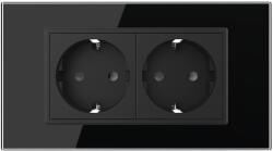 LIVOLO Priza Schuko dubla cu rama sticla 4 M standard italian Livolo (VL-C9-C2EU-12)