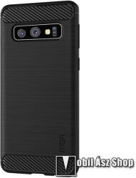 MOFI Samsung Galaxy S10 (SM-G973F/U), Mofi szilikon mobiltok, Karbon minta, Fekete