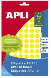 APLI Etikett, 10 mm kör, kézzel írható, színes, APLI, sárga, 1008 etikett/csomag (2730) - tonerpiac
