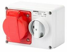 Gewiss Ipari dugalj ráépíthető 3P+N+E mechanikai reteszelés 32A IP44 380-415V(50+60Hz) piros IB GEWISS - GW66020 (GW66020)
