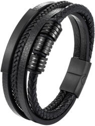 BeSpecial Bratara piele naturala cu elemente si inchizatoare negre din inox (BATI0002_19)
