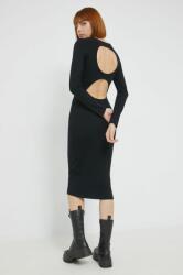 HUGO BOSS ruha fekete, midi, testhezálló - fekete L - answear - 44 990 Ft