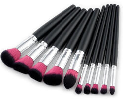 Kiss Beauty Set de 10 Pensule Profesionale pentru machiaj PINK Black
