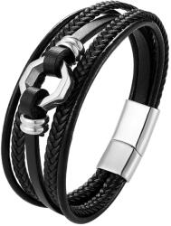 BeSpecial Bratara piele naturala cu elemente si inchizatoare argintii din inox (BATI0017_19)
