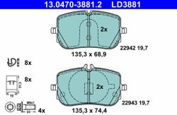 ATE set placute frana, frana disc ATE Ceramic 13.0470-3881.2 (13.0470-3881.2)