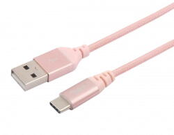 Tellur Data cable, USB to Type-C, made with Kevlar, 3A, 1m rose gold (T-MLX38495) - vexio