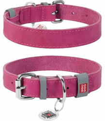 WAU DOG Bőr nyakörv 20mmx30-39cm rózsaszínű