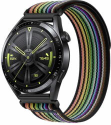 BStrap Velcro Nylon szíj Huawei Watch GT/GT2 46mm, black rainbow