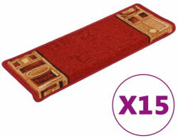 vidaXL 15 db piros öntapadó lépcsőszőnyeg 65x21x4 cm 326206