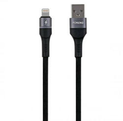 Foneng USB cable for Lightning Foneng X79, LED, braided, 3A, 1m (black) (X79 iPhone) - scom