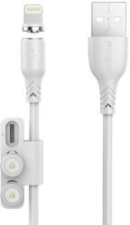 Foneng X62 Magnetic 3in1 USB to USB-C / Lightning / Micro USB Cable, 2.4A, 1m (White) (X62 3 in 1 / White) - scom