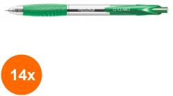 Claro Set 14 x Pix cu Mecanism Retro Ball, Varf 0.7 mm, Verde, Claro (HOK-14xKH-CL-RTB-V)