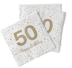 Mank Papírszalvéta 33x33 cm Happy Birthday "50" - Boldog születésnapot, 100 db/csomag