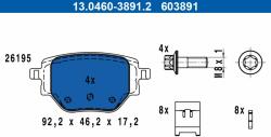 ATE set placute frana, frana disc ATE 13.0460-3891.2 (13.0460-3891.2)