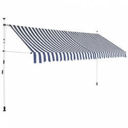 vidaXL kézzel feltekerhető napellenző kék-fehér csíkokkal 350 cm (43223) - balena