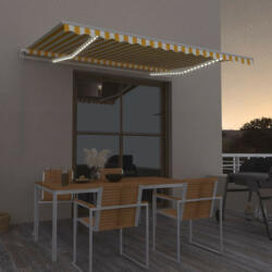 vidaXL sárga és fehér kézzel kihúzható LED-es napellenző 400 x 350 cm (3068983) - balena